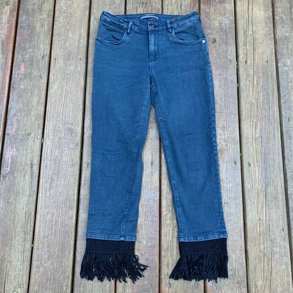 Scotch & Soda Denim - Scotch & Soda Womens Maison Boyfriend Jeans Blue Stretch Fringe Slim Fit 29